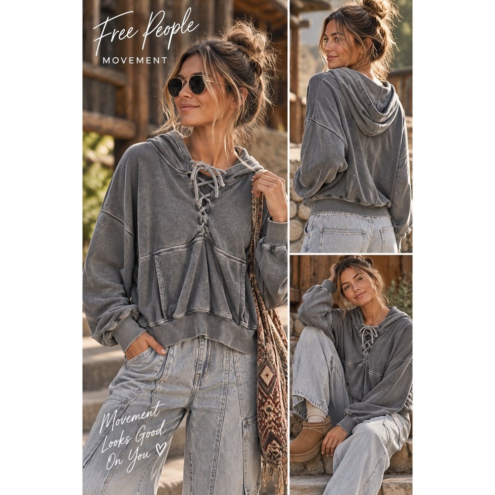 Free People Movement My Time Hoodie Lace-Up Pullover | Small Petite